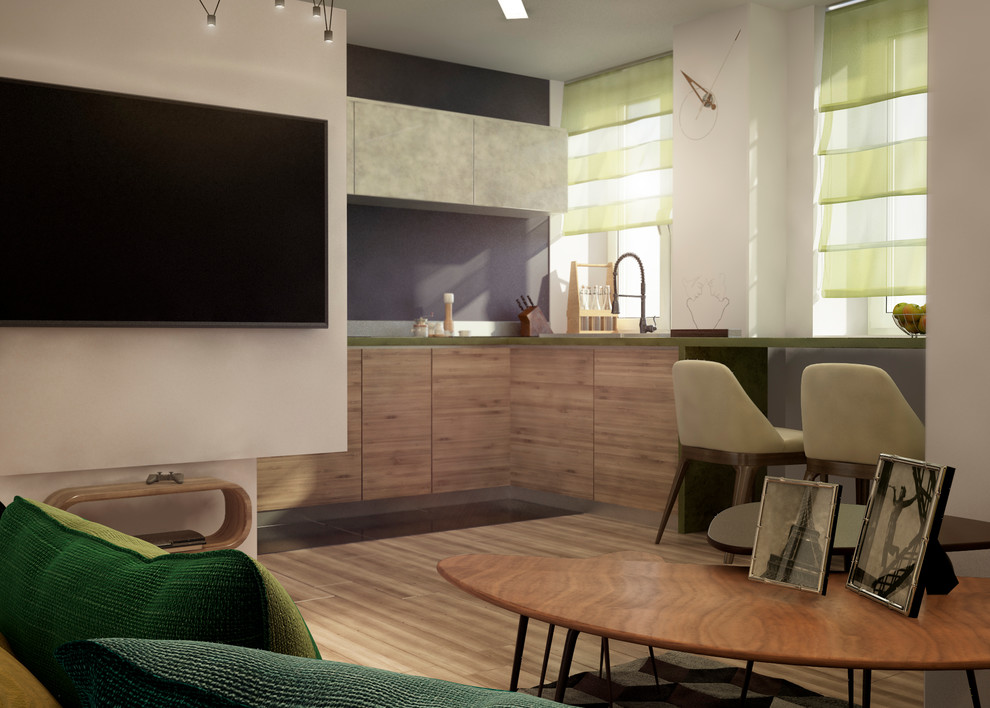 Зал, вид на кухню