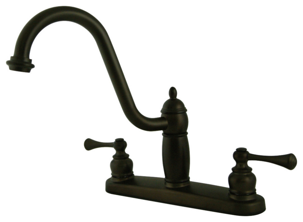 Kingston Brass KB1115BLLS Heritage Centerset Kitchen Faucet, Oil Rubbed Bronze