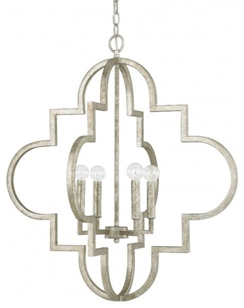 Capital Lighting Ellis Quatrefoil 4-Light Pendant, Antique Silver, Large