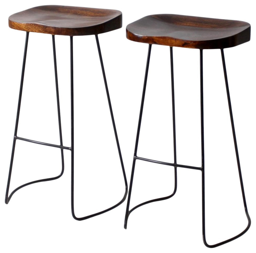 Consigned, Vintage Hairpin Leg Stools Pair Industrial Bar Stools