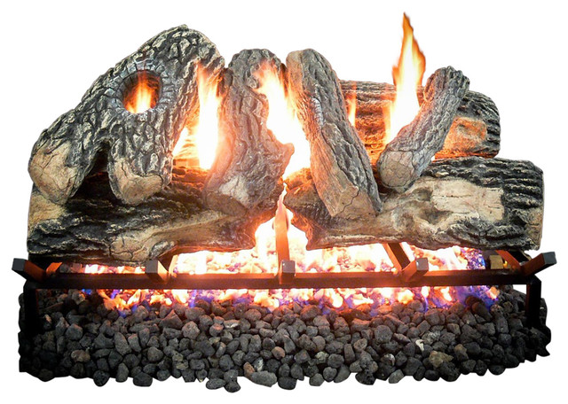 Complete Kingston Propane Gas Log Kit Rustic Fire Pit Accessories By Virventures Houzz