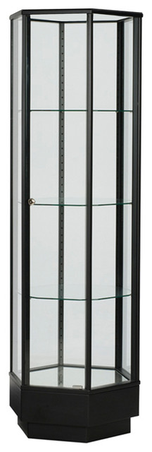 Black Hexagon Tower with Glass Top