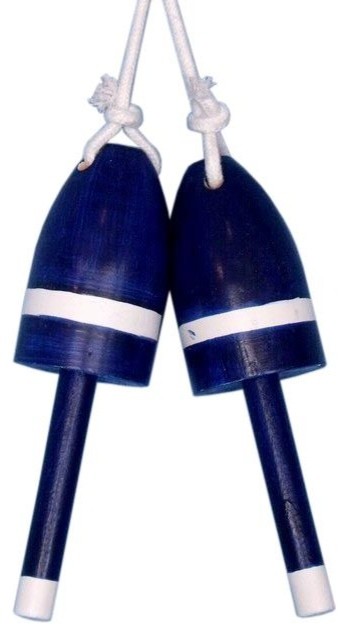 Wooden Dark Blue Decorative Maine Lobster Trap Buoys Christmas
