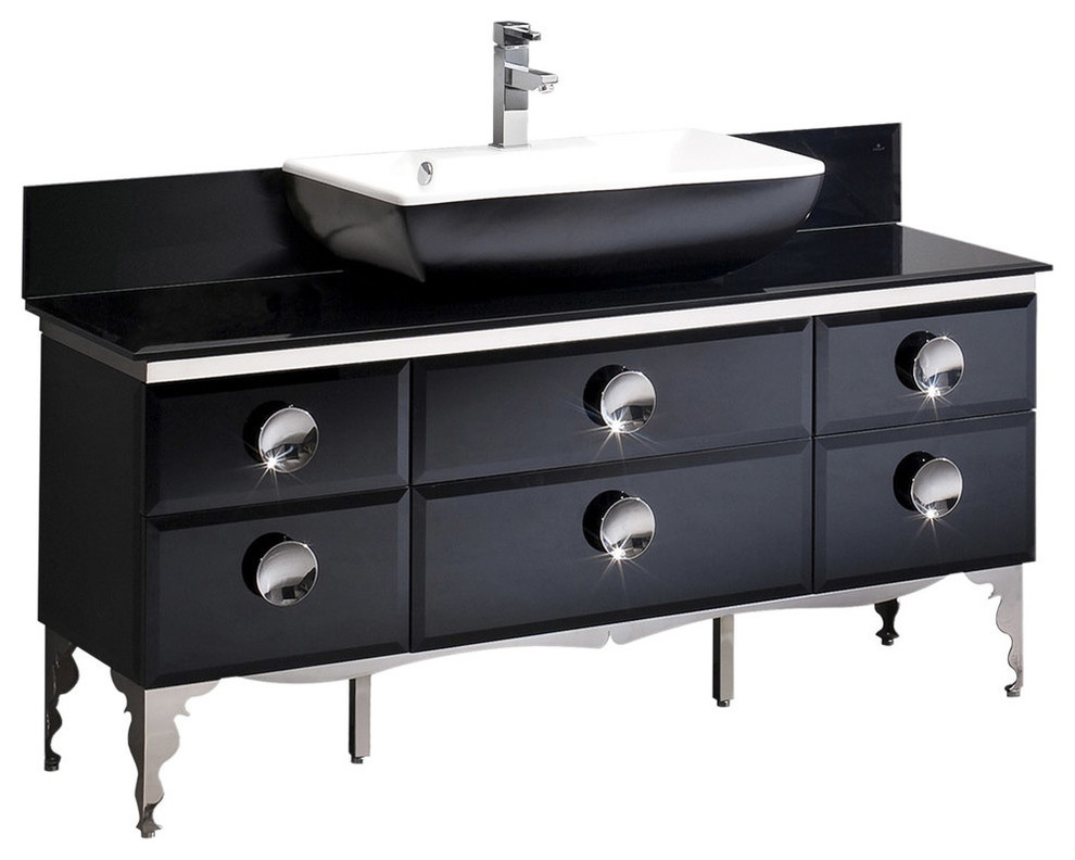 Fresca Moselle Modern Glass Bathroom With Top and Vessel Sink
