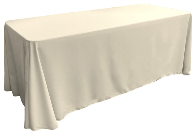 LA Linen Rectangular  Polyester Poplin Tablecloth, Ivory, 90"x156"