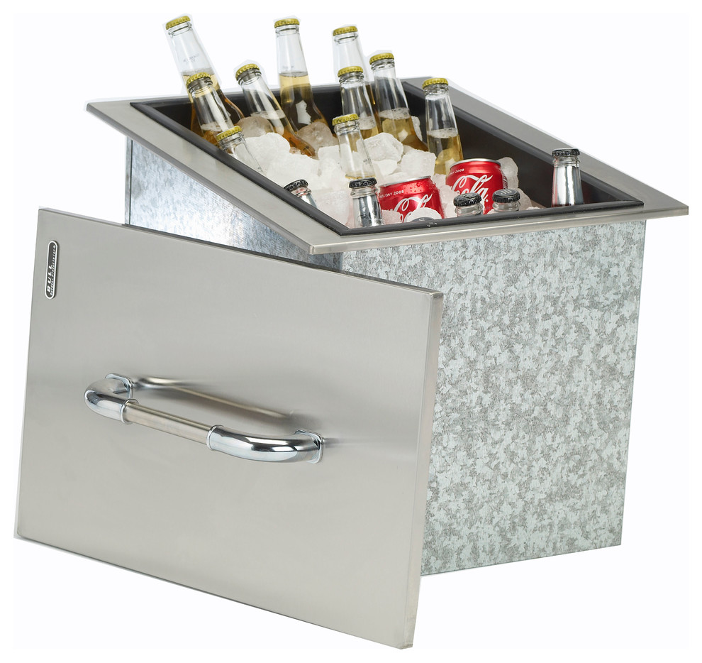 Ice Chest with Cover and Drain, Stainless Steel Drop-In