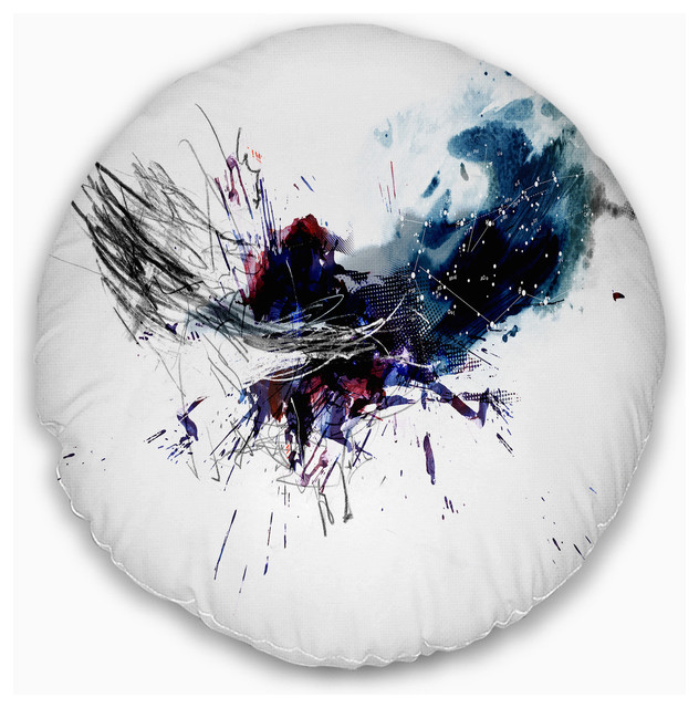 Dark Blue Multicolor Stain Abstract Watercolor Throw Pillow