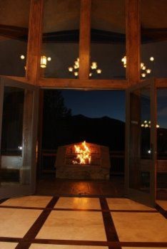 Example of a mountain style home design design in Orange County