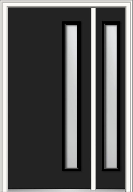 Clear 1-Lite Fiberglass Smooth Door With Sidelite, 53"x81.75", LH In-Swing