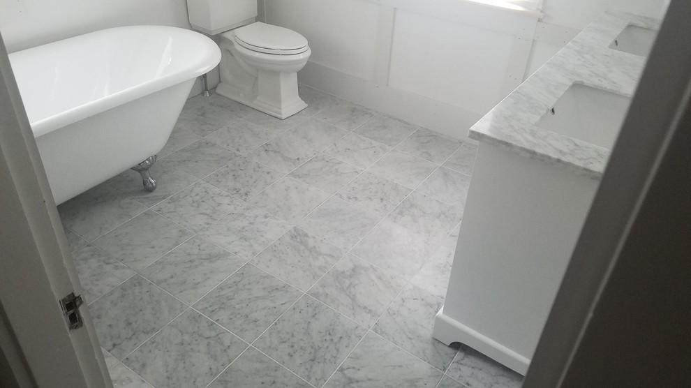 Marble Floor with Vanity, Toilet and Tub