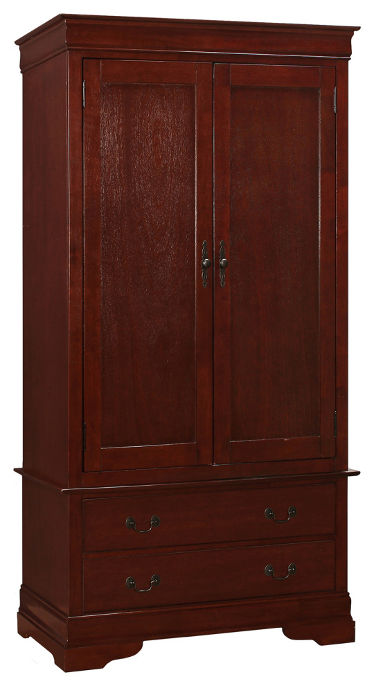 Passion Furniture 40"L X 24"W X 78"H Louis Phillipe Cherry Armoire