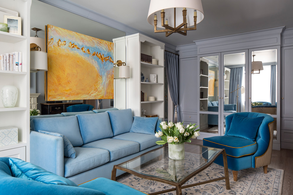 ПОДНЕБЕСНАЯ ГОСТИНАЯ - ТВ-Проект "Квартирный Вопрос" - голубая гостиная