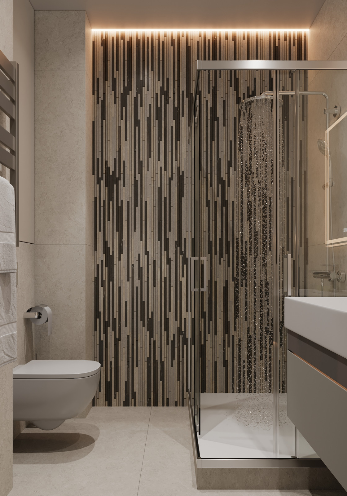 Санузел с акцентной стеной