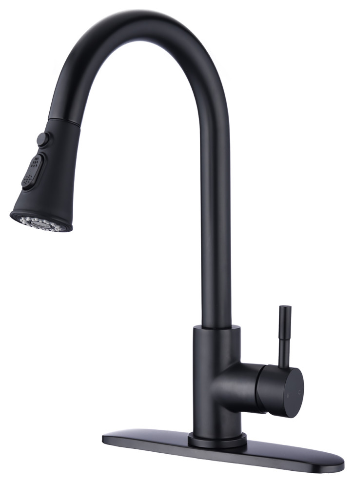 Single Handle Deck Mounted High Arc Pull Down Kitchen Faucet with