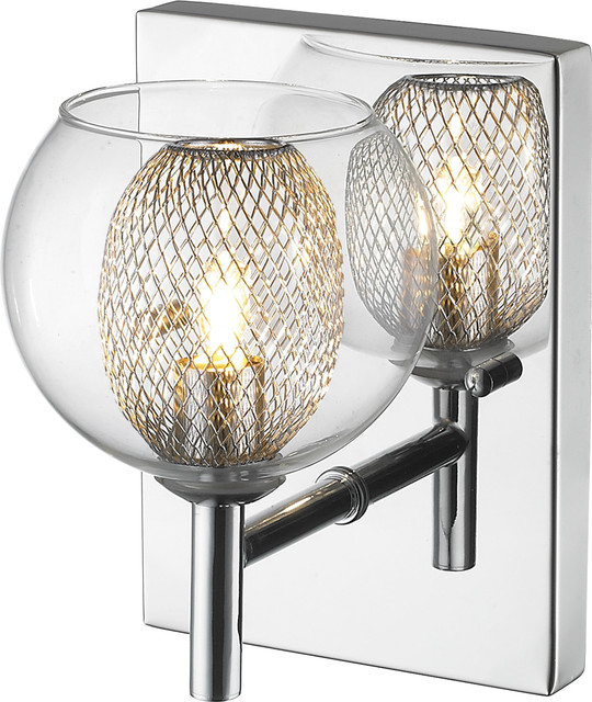 1 Light Wall Sconce Mirror Stainless Steel Contemporary Wall