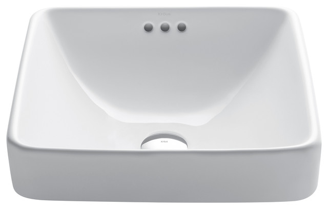Square Ceramic Semi Recessed Bathroom Sink Contemporary Ceramic Semi Recessed Bathroom Sink