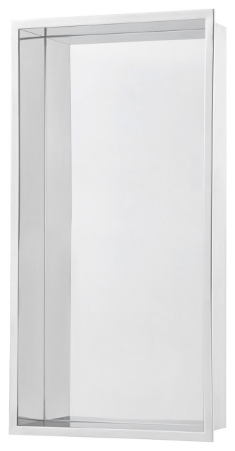 Voltaire 12"x24" Stainless Steel Single Shelf Wall Niche, Polished Chrome