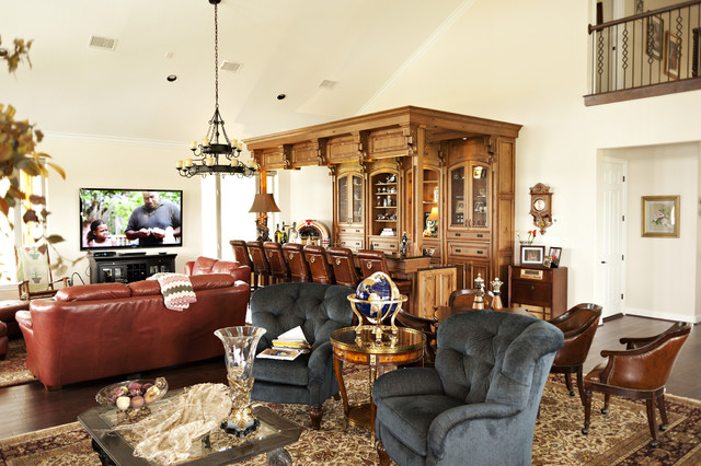 Living Room Bar Traditional Living Room Houston By