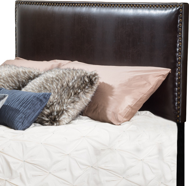 Alonzo Brown Leather Full To Queen Headboard Traditional Alonzo Brown Leather Full To Queen Headboard