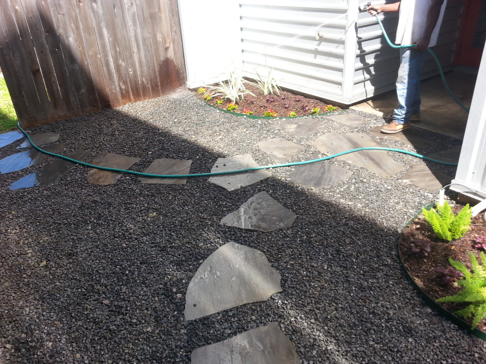Black Stone and Rock Walkway Porch