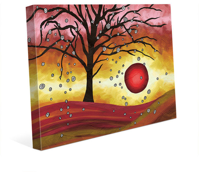 Edge Of The Sunset, Red and Yellow Wall Art Print Contemporary