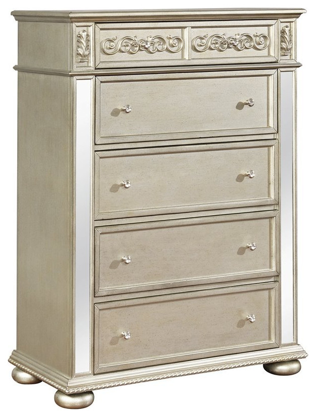 Coaster Traditional Wood 5-Drawer Rectangular Chest in Beige