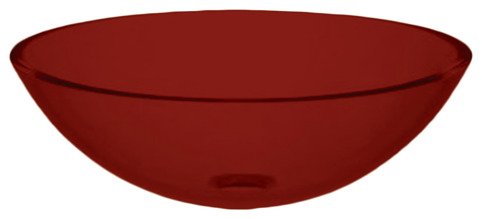 Sphere Glass Vessel Clear Smoth Glass Sink,12-Inch Diameterx4 3/4-Inch Deep, Red