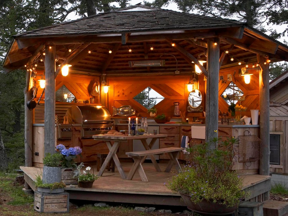 Rustic Outdoor Kitchen Gazebo Seattle By Architecture Rustic Outdoor Kitchen Gazebo