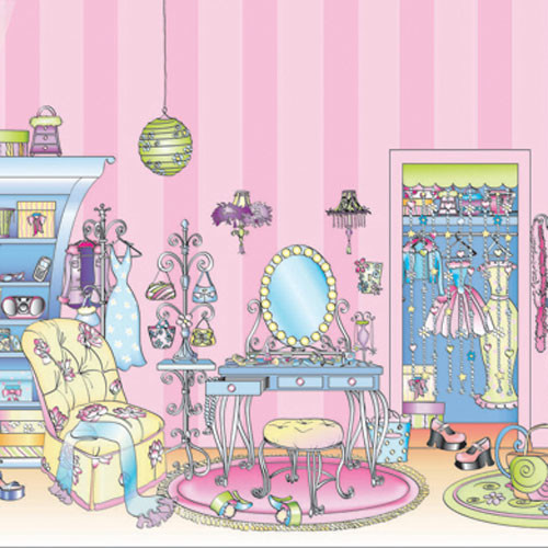 Girls Pink Dressing Room Large Prepasted Wall Mural Wallpaper by