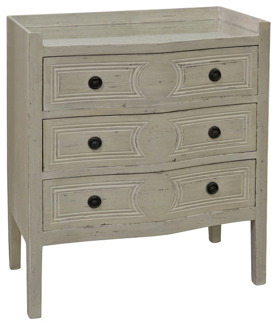 Lilou French Country 3 Drawer Mirrored Top Dresser