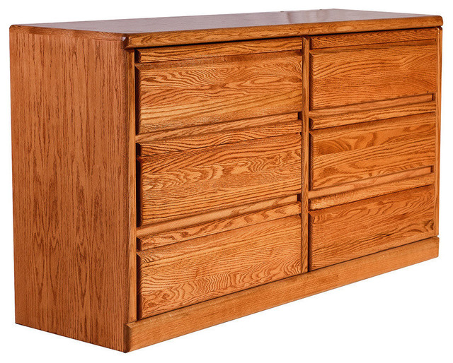 Bullnose Oak Six Drawer Dresser Medium Oak