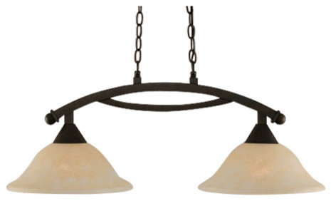 Bow Bronze 12-Inch Two Light Island Bar with Amber Marble Glass