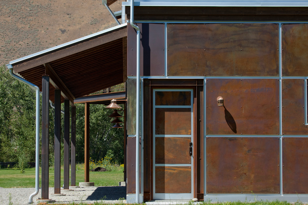 This is an example of a contemporary exterior in Boise with metal siding.