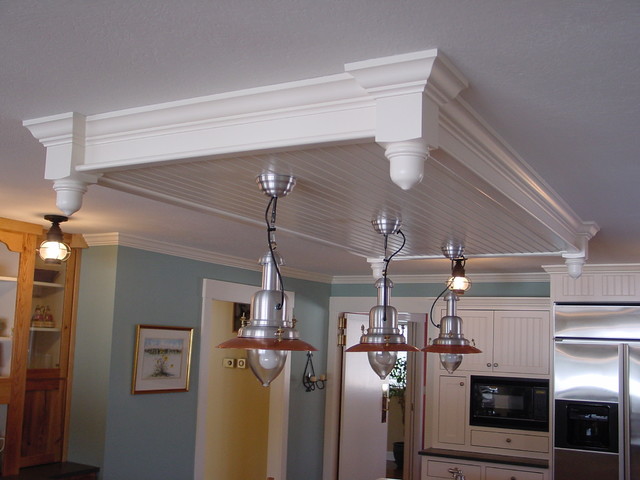 kitchen island soffit with rope light