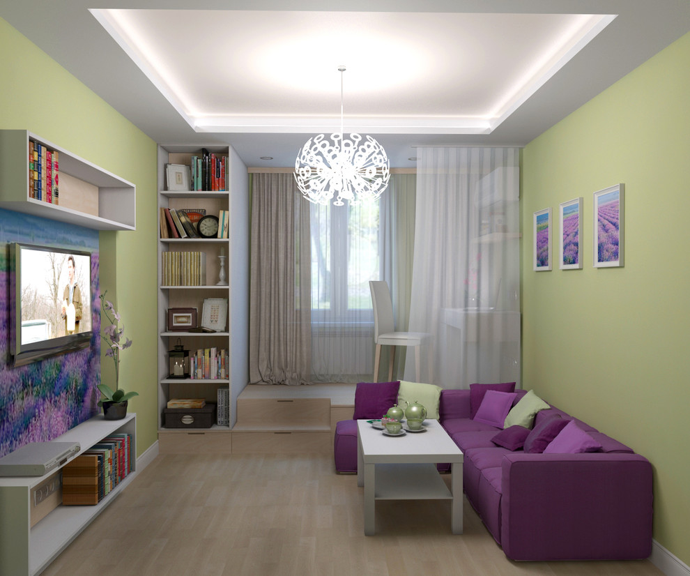 Яркая гостиная для молодей девушки