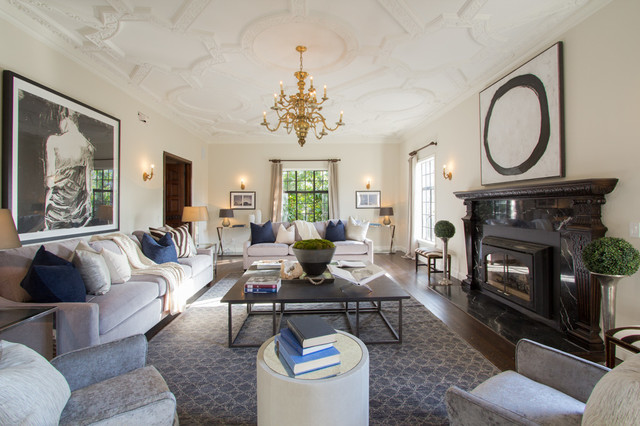 Transitional Living Room nyklassisk-vardagsrum