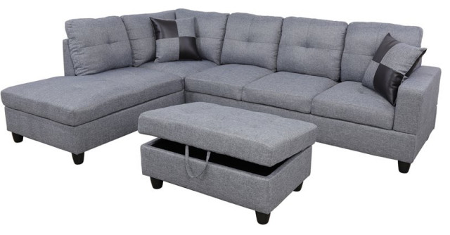 Lifestyle Furniture Edward Left-Facing Sectional & Ottoman in Cloud Gray