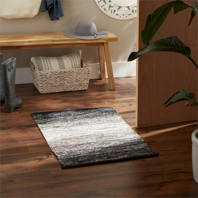 2x3Ft Ombre Stripe Rug Black Contemporary Area Rugs by