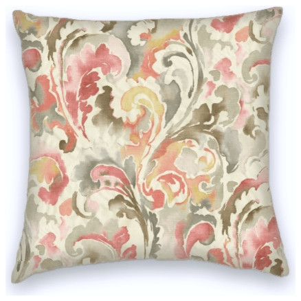 Coral Gray Taupe Cotton Abstract Decorative Throw Pillow Cover ...