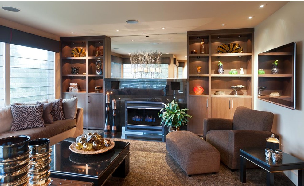 Photo of a contemporary family room in Phoenix.