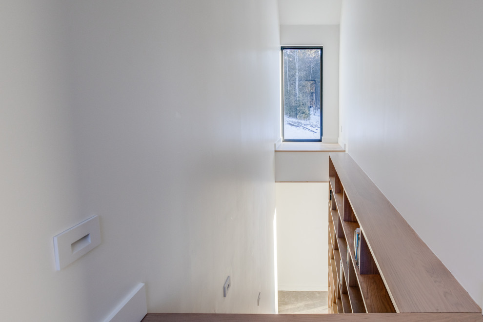 Idéer för att renovera en minimalistisk trappa i trä, med sättsteg i trä