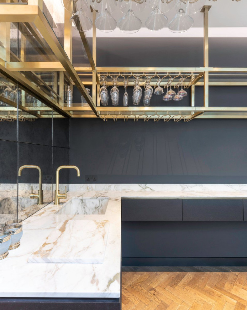 This is an example of a contemporary kitchen in London.