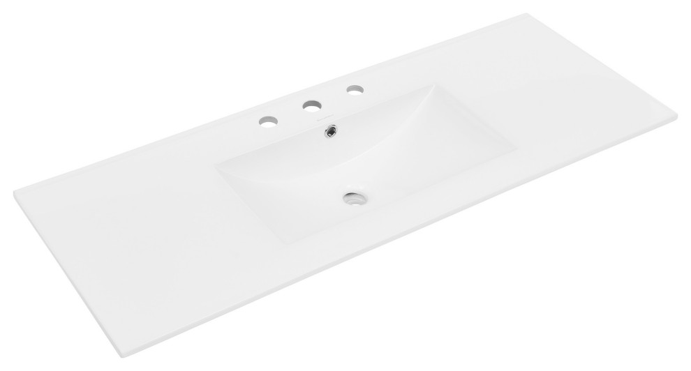 Ceramic Vanity Top 48" With Three Faucet Holes Contemporary Bathroom Sinks by Swiss