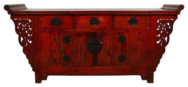 Consigned Chinese Antique Carved Sideboard Buffet Table Consigned Chinese Antique Carved Sideboard Buffet Table