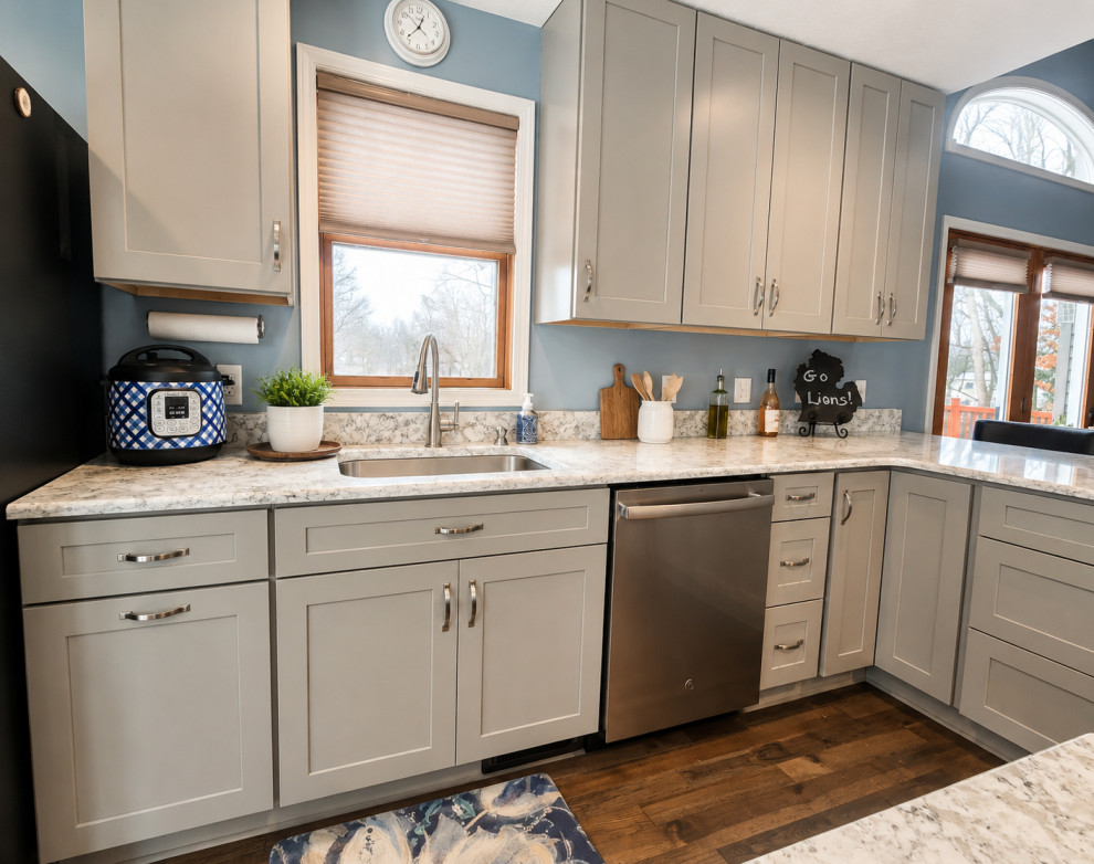 Wolf Lake Modern Lake House | Kitchen & Hardwood Flooring