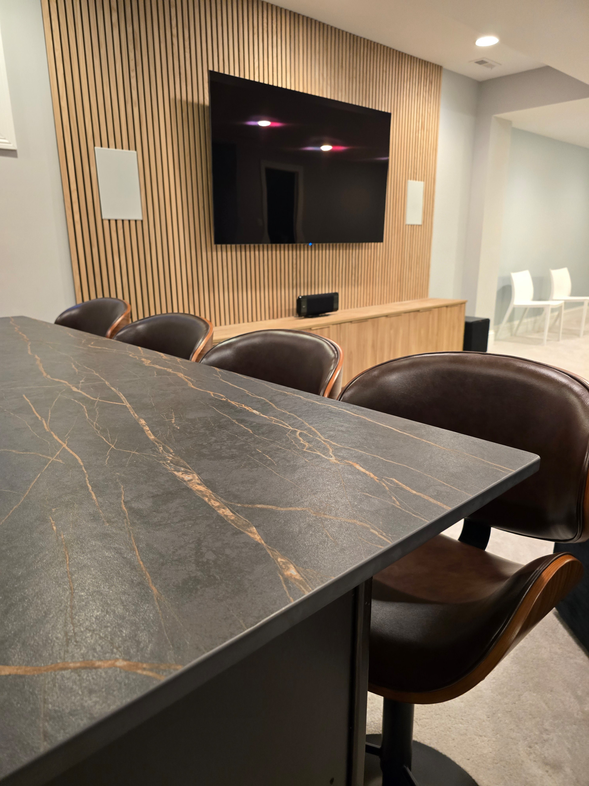 Basement Remodeling with TV Wall and Wet bar