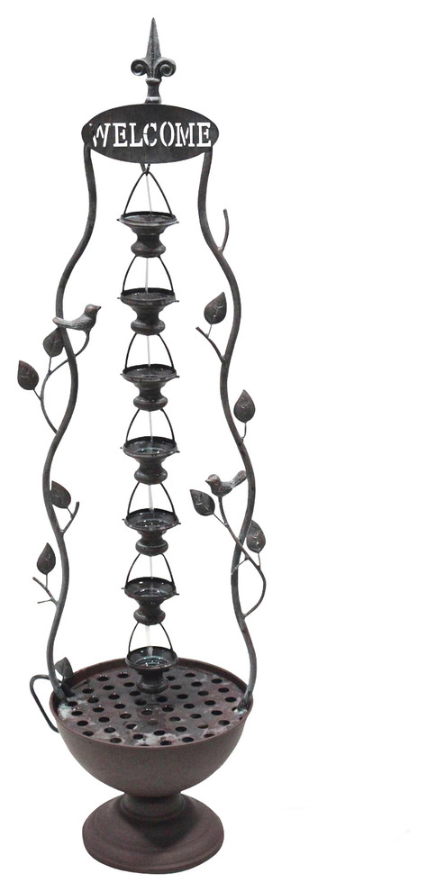 41" 7 Hanging Cup Tier Layered Floor Fountain