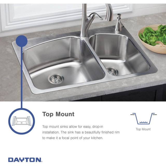 GE12521L Dayton Stainless Steel 25" x 211/4" x 53/8", Dropin Sink