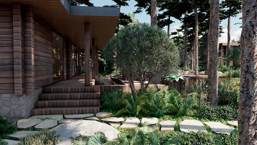 Концепция благоустройства и озеленения частной территории с водоёмом