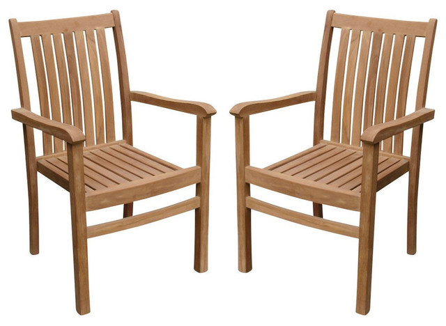 Cahyo Stacking Arm Chairs Teak Outdoor, Outdoor Teak Chairs